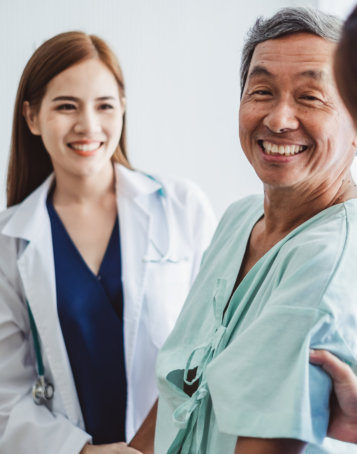 patient and doctor smiling