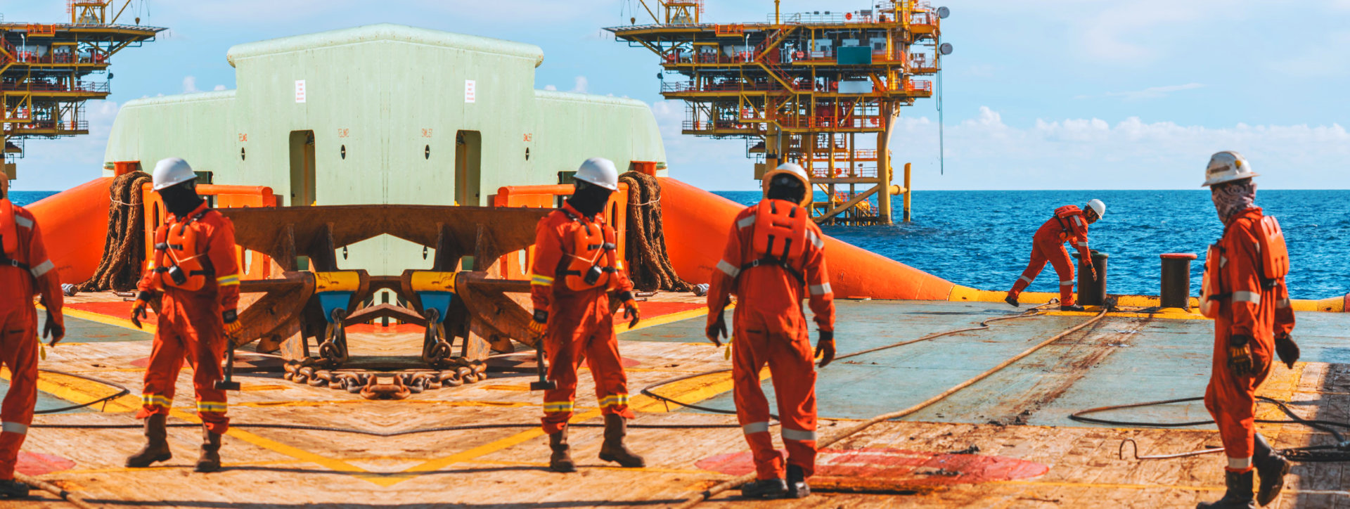 sea workers working